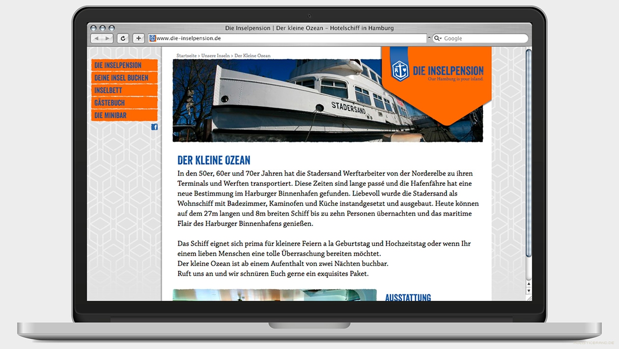 Screenshot einer Website mit Profil einer Unterkunft