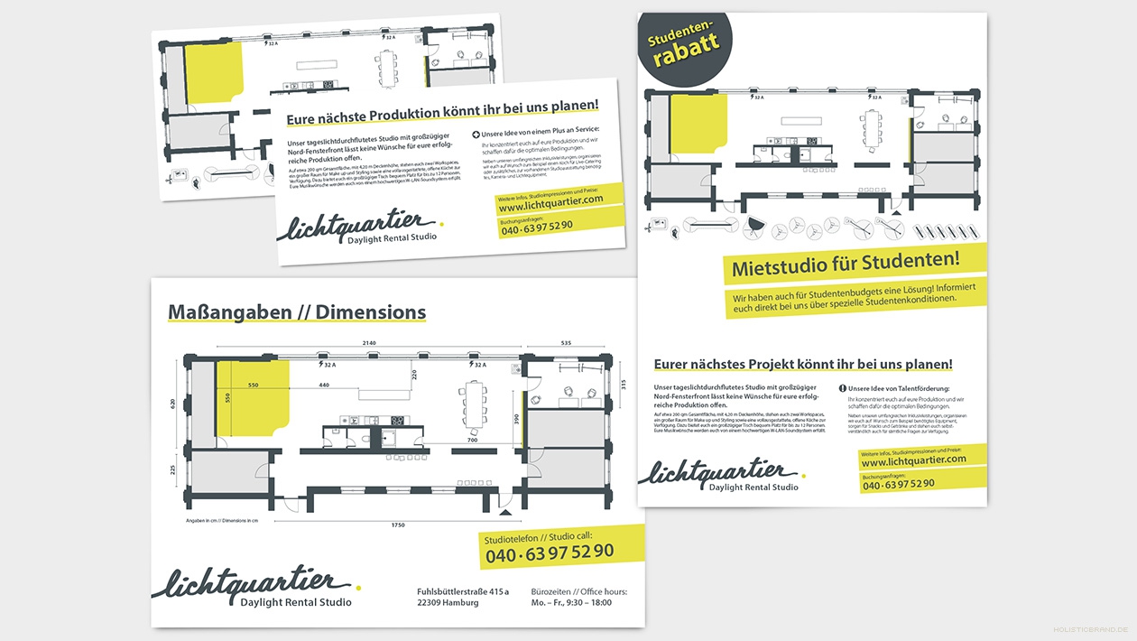 Übersicht von Layouts gedruckter Kommunikationsmedien