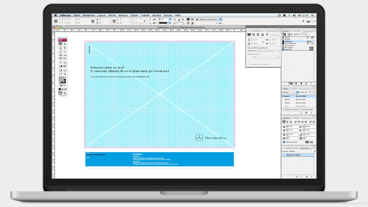 Screenshot eines Templates in InDesign