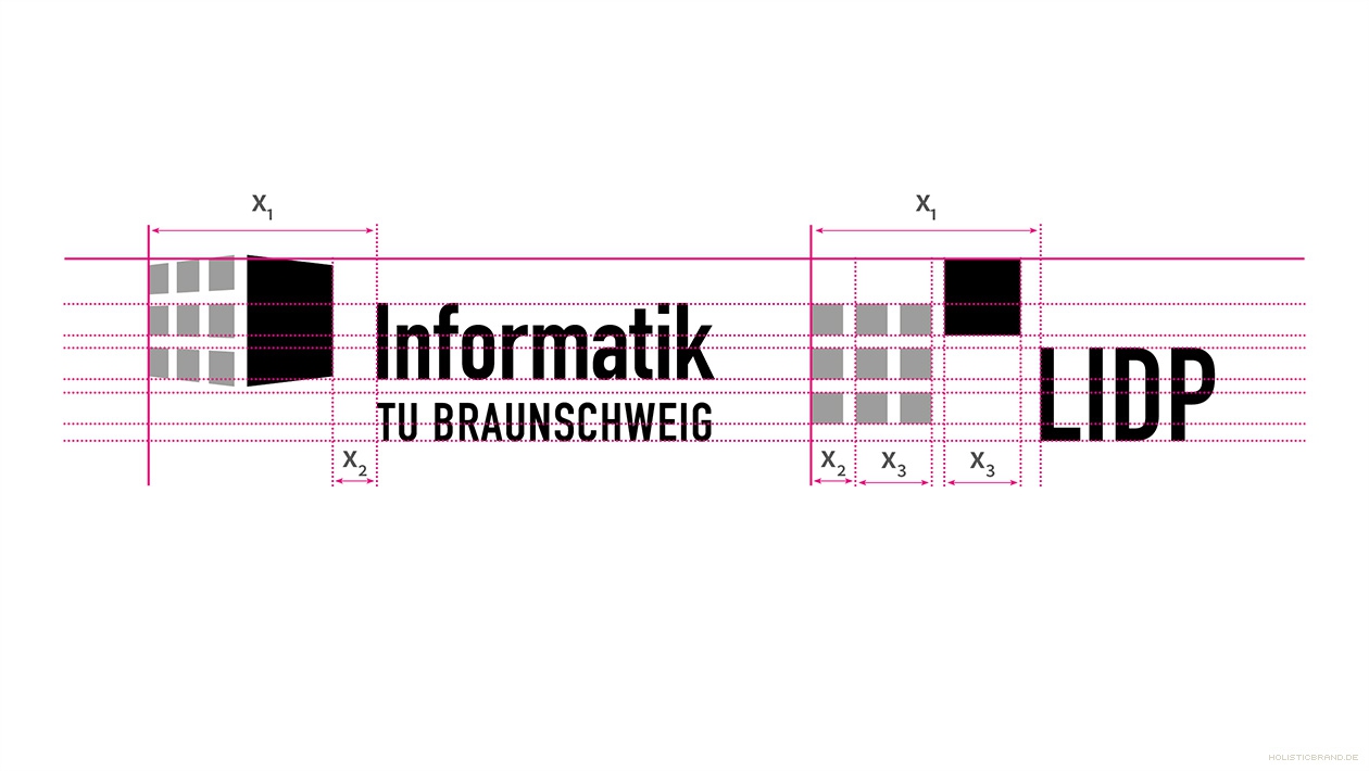 Gegenüberstellung des Departmentlogos und eines Institutslogos