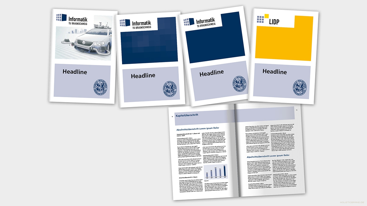 Medien können mit verschiedenen Mittel illustriert werden. Darstellung mehrer möglicher Layoutvarianten