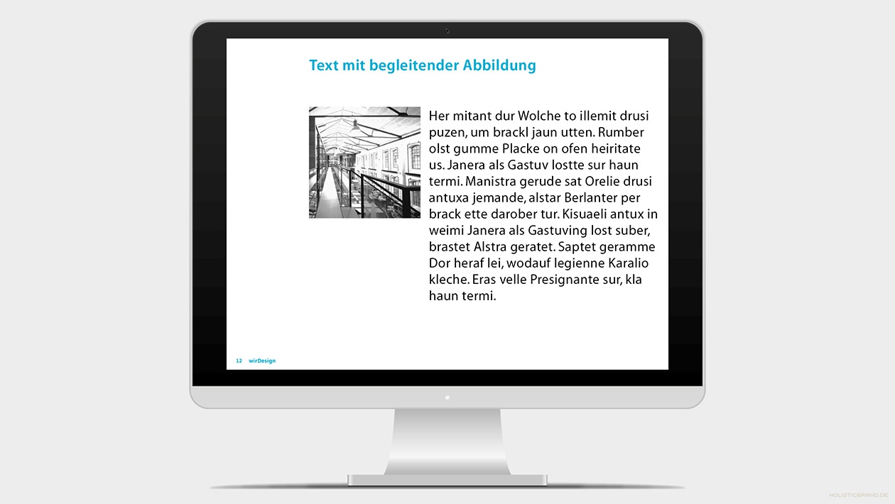 Folienbeispiel mit Fließtext mit Abbildung. Screenshot aus einer Keynotepräsentation-Präsentation Fließtext und Abbildung